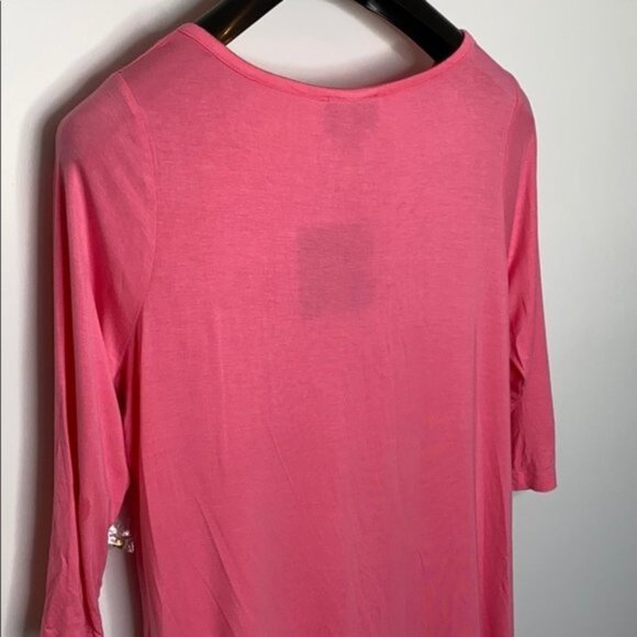 Cynthia Rowley Women Pink V-Neckline Button Down 3/4 Sleeves Top Plus Size 1X - Picture 7 of 9